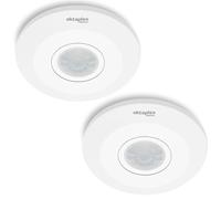 Oktaplex Ina - Juego de 2 detectores de movimiento para interiores, 360 grados, alcance de 8 m, sensor PIR, montaje en techo, LED, color blanco, 230 V