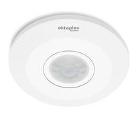 Oktaplex Ina - Sensor de movimiento para interiores 360° blanco | Sensor de superficie 8 m 230 V blanco con sensor crepuscular, adecuado para LED