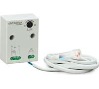 Oktaplex: Interruptor de crepúsculo para instalación exterior, grado de protección IP65, 230V, con sensor externo resistente a la intemperie (extensible hasta 100 metros)