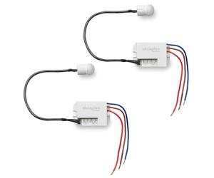 Oktaplex Jan Juego de 2 detectores de Movimiento empotrables Exterior IP65 / IP20 Sensor infrarrojo 360° pequeño Alcance 8m 230V con Sensor crepuscular