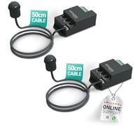 Oktaplex Jana - Juego de 2 detectores de movimiento para exteriores, sensor de infrarrojos de 360 grados, 4 m de diámetro, IP65/IP20, sensor de movimiento negro con cable de 50 cm