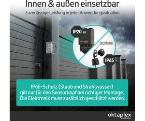 Oktaplex Jana: Sensor de movimiento para exteriores, infrarrojo, de empotrar, con cobertura de 360°, alcance de 6 metros, grado de protección IP65, 230V, color . Kit de actualización con sensor PIR