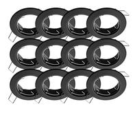 Oktaplex - Juego de 12 focos empotrables Sedan planos para módulos GU10 y LED, marco de 60 mm, tamaño del orificio negro, lámpara empotrable redonda