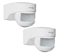 Oktaplex Lea - Juego de 2 detectores de movimiento para exteriores, IP54, sensor PIR, 180 grados, 12 m, montaje en esquina, montaje en pared, 230 V, color blanco