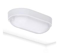 Oktaplex lighting, Lámpara de pared ovalada, 4000K, 9W, 800lm, IP65 con resistencia al agua, Apliques de pared para sótano, lavadero o desván, Blanco