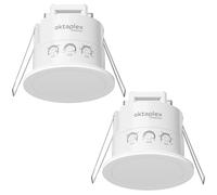 Oktaplex Noa Juego de 2 detectores de presencia para techo 24 GHz 360° IP65 Detector de movimiento radar 6 m Adecuado para baño Encastrado plano Blanco 230 V