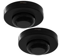 Oktaplex Pia - Juego de 2 detectores de presencia para exteriores e interiores, detector de movimiento por infrarrojos 360°, IP65, 230 V, sensor de movimiento, color negro