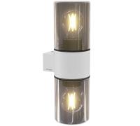 Oktaplex Puno - Aplique de pared exterior (aluminio IP44, 230 V), color | 2 zócalos E27, bombillas reemplazables, vidrio ahumado, lámpara para terraza o jardín, luminaria exterior, moderno, balcón
