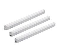 Oktaplex Riga Conjunto de 3 luces LED para montaje bajo gabinete, 28 cm, luz neutral blanca 4000K, tira de LED 230V 370 lúmenes con interruptor, ampliable, iluminación de cocina 4W