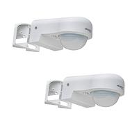 Oktaplex Set de 2 Don Sensor de Movimiento Exterior 230V IP65 240° Sensor infrarrojo Ajustable 10m de Alcance Blanco Incl. Soporte esquinero