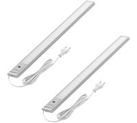 Oktaplex set de 2 Riva LED luz bajo armario con sensor 690lm blanco cálido 57.5cm luz de cocina regulable luz bajo armario cocina 10W plata 230V