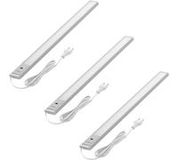 Oktaplex set de 3 Riva bajo-armario de cocina LED blanco cálido regulable 57,5cm 230V luz de cocina con sensor 690lm plana bajo-armario luz sin tacto 10W plata