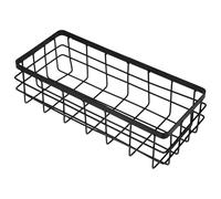 OKUMEYR Cesta de Pared Rectangular Organizador para Baño, de Hierro Negro | Diseño Moderno y Simple, Bordes Suaves, Gran Capacidad, para Cosméticos y Mesa de Tocador