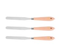 OKUMEYR Juego de 3 espátulas de pintura con hoja flexible de acero inoxidable y mango de madera, ideales para técnicas de pintura y mezcla de colores, para artistas y aficionados