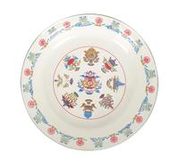 OKUMEYR Plato Obsequio de Inauguración de 30cm Esmaltado Resistente al Calor Diseño Vintage Blanco, Práctico y Seguro para Servir Comida en Banquetes