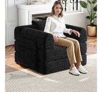 okwish 2-en-1: Cama abatible/sillón reclinable con reposabrazos y espacio de almacenamiento, cama abatible para el día con estructura de metal y base antideslizante, color