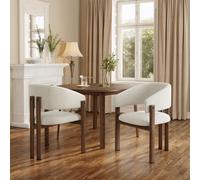 okwish, 2 sillas de comedor, estilo moderno, apariencia de madera, tapicería de lino, cómodas y transpirables, ideales para el comedor y el salón, color nogal