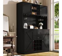 okwish, aparador de cocina con 4 puertas y 2 cajones, buffet con tiradores metálicos y 2 cajones, aparador con estantes ajustables, color