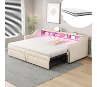 okwish, cama abatible de 90/180x200 cm, tipo sofá cama con espacio de almacenamiento, iluminación LED y puerto USB, ideal como sofá cama, cama infantil o cama para jóvenes, con somier de láminas, colo