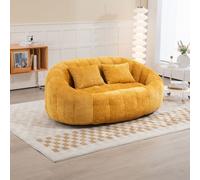okwish: Cama plegable, sillón tipo saco con 2 cojines, sillón de relax con acolchado grueso, cama con estructura de esquina, sofá reclinable extra ancho para adultos y niños, cama tapizada, color amar