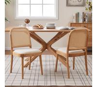 okwish, juego de 2 sillas modernas para cocina con respaldo de ratán, sillas para comedor con diseño transpirable, ideales para cocina o comedor, de madera