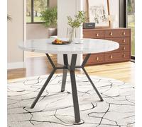 okwish: Mesa redonda para comedor, mesa para cocina y comedor con patas en forma de X de color , mesa para comedor, sala de estar, 50 x 50 x 75 cm, blanca