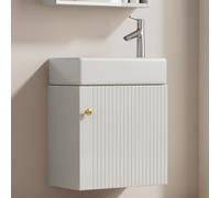 okwish: Mueble de baño, lavabo, armario de baño con base para lavabo de 46x26x56 cm, mueble suspendido para lavabo, mueble pequeño para baño de invitados, color blanco