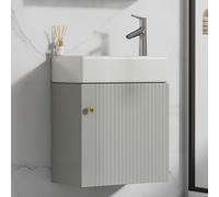 okwish: Mueble de baño, lavabo, armario de baño con base para lavabo de 46x26x56 cm, mueble suspendido para lavabo, mueble pequeño para baño de invitados, color gris y blanco