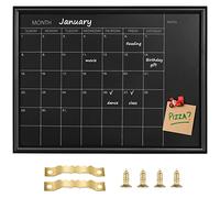 Okydody - Pizarra con calendario 27 x 37 cm, superficie magnética negra, ideal para planificación/horarios escolares/notas, colgante para oficina, escuela y hogar
