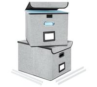Okydoky 2 piezas de cajas de almacenamiento con tapa, carpeta colgante A4 de tablero de fibra y papel con elegante aspecto de lino, Adecuada para casa y oficina, y cajas de archivo, caja de registro