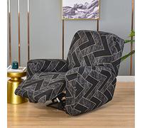OKYUK Funda de Sillón Relax, Alta Elasticidad para Sillón Relax Reclinable Funda Reclinable 4 Piezas con Bolsillos Laterales, Extraíbles y Lavables Fundas Protector(Cuadros Grises)