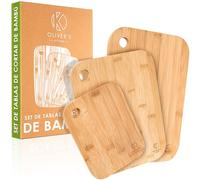 Oliver's Kitchen ® Tablas de Cocina - Set de 3 Tablas de Cortar Cocina - Tablas Madera Cocina de Diferentes Tamaños - Tablas de Cortar Bambú Orgánico 100% Natural - Resistentes y Fáciles de Limpiar