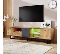 OLIVIBED Mueble para TV de 190 cm, mueble bajo para TV con 3 puertas y cajones, mesa de TV con LED, mesa de televisión para televisor de hasta 85 pulgadas, mueble de televisión para salón dormitorio