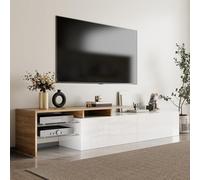 OLIVIBED TV-Schrank con 2 cajones, Moderno Lowboard con espacio de almacenamiento, TV-Board para televisor de 65 pulgadas, Mesa de televisión de alto brillo para sala de estar, dormitorio