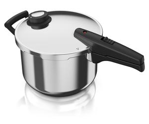 Olla a presión Arendo de 6 litros, acero inoxidable, con sistema de seguridad, 5 funciones de cocción, apta para cocinar al vapor, esterilizar alimentos y compatible con placas de inducción, gas y vit