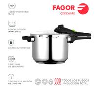 Olla a presión fagor rapid xpress súper rápida, acero inoxidable, t
