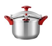 Olla a presión MR Express de acero inoxidable con mango ergonómico rojo y sistema de seguridad avanzado - Apta para todo tipo de cocinas, incluidas vitrocerámica e inducción, ideal para una cocción