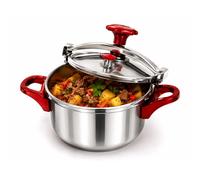 Olla a Presión MR Express de Acero Inoxidable con Mango Rojo Ergonómico y Sistema de Seguridad Avanzado - Apta para Todo Tipo de Cocinas Incluida Vitrocerámica e Inducción, Ideal para Cocción Rápida y
