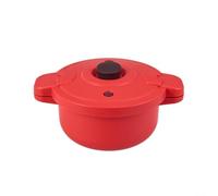 Olla a presión para microondas de 2,6 L para vaporizador rápido de arroz, sin BPA, multiolla de plástico para comidas saludables, color rojo, 27,5 x 14 cm