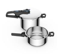 Olla a presión SECURE TRENDY P2584301, juego de 2 piezas, 4 + 6 l, acero inoxidable, Tefal