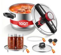 Olla a presión VEVOR de 9 litros, olla de vapor de acero inoxidable con vaporera y tapa de vidrio templado, con 3 niveles de presión para carne, frijoles, arroz, sopas y salsas. Olla a presión que alc