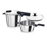 Olla a presión VITAQUICK 3,5 l + 6,5 l + tapa de cristal, juego de 3 piezas, Fissler