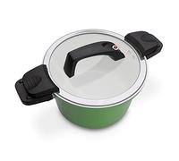 Olla ahorradora de energía GSW Ceramica, olla de alta calidad con tapa, ideal para cocinar de bajo consumo, revestimiento cerámico antiadherente, verde, aluminio, 24 cm, 6 litros