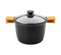 Olla Alta Efficient Bra A273905 - Ø24Cm - 6.8L - Espesor 6Mm - Aluminio Fundido - Antiadherente Platinum Plus - Tapa Vidrio Templado