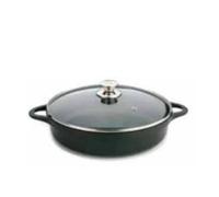 Olla Aluminio fundido 20cm 1L, 5L Cazuela baja Valira 4134/25 | Adecuado para todos los fuegos incluida inducción, Con tapas de vidrio, Negro Medium
