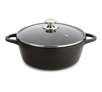 Olla Aluminio fundido 24cm 4L Cazuela alta Valira 4141/25 | Adecuado para Fuego y horno, incluido inducción y horno, CAZ. ALTA 24, IND+TAP ASAS+BOLSA, Negro Medium