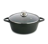 Olla aluminio fundido 28cm cazuela alta VALIRA 4142/25 | Adecuado para Uso en fuego y horno, CAZ. ALTA 28, IND+TAPA+ASAS+BOLSA, Negro