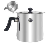 Olla cazo acero inoxidable 1,5L doble pared hervidor de leche con silbato y vertedor, cazo pequeño baño maría apto inducción gas cerámica para leche chocolate salsas