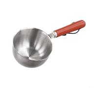 Olla de aceite de acero inoxidable con mango de madera para estufas eléctricas de gas de inducción, fusión de mantequilla y calentamiento de leche para cocina (150 ml)