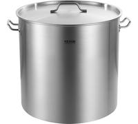 Olla de acero inoxidable de 100 cuartos, ideal para cocinar, preparar salsas y otros platos, con tapa que incorpora un colador